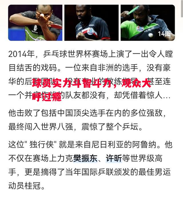 球员实力斗智斗力，观众大呼过瘾