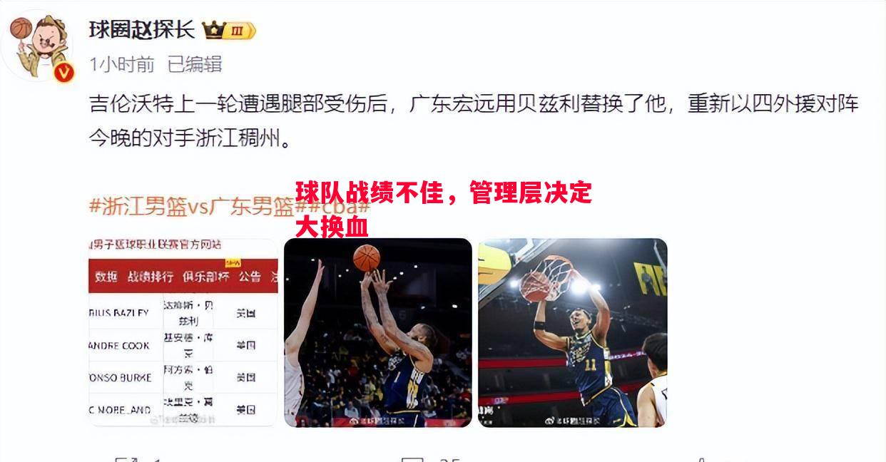 球队战绩不佳，管理层决定大换血